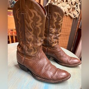 Men's Classic Brown Leather Cowboy Boots